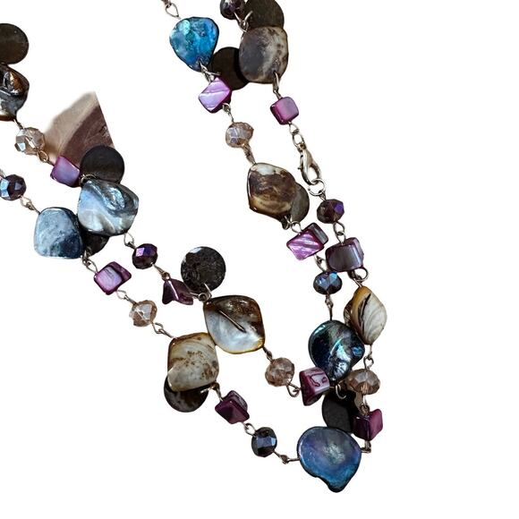 Long Mother of Pearl Beachy Boho Y2K Beaded Necklace - Picture 2 of 6